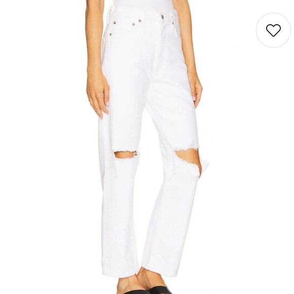 AGOLDE 90's Mid Rise Loose in Cloudburst White Distressed Women's Jeans size 26 - Picture 2 of 11